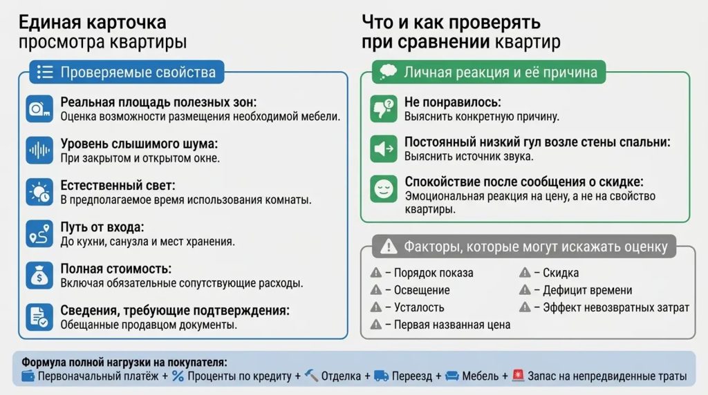 Единая карточка просмотра квартиры. Что и как проверить при сравнении квартир